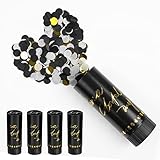 Konfettikanone, Party Popper, Konfetti Kanone Biologisch Abbaubar, 4 Stück Papier Konfetti Shooter für Hochzeit, Geburtstag, Weihnachten, Babyparty, Party-Zubehör (100% POP) (Schwarz)