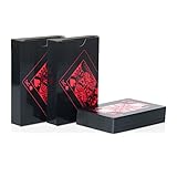 focutex Pokerkarten Schwarz – 1 Deck Spielkarten aus wasserfestem Plastik, ideal für Poker, Blackjack, Skat & mehr, langlebig, abwaschbar, flexibel, Kartenspiel für Zuhause & unterwegs (Rot)