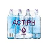 ACTIPH Ionisiertes Alkalisches Quellwasser pH 9+ Gereinigt mit Elektrolyten – Rein und Sanft - 12 x 600ml PET-Flaschen