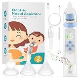 GIBOHOM Nasensauger Baby Elektrisch mit 5 Saugstufen, Elektrischer Nasensauger Baby Staubsauger mit Display, Usb-Aufladbar mit 3 Silikondüsen und Pinzette, Musikfunktion und Farblichtern
