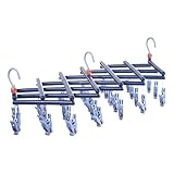 Wäscheständer – Sockenaufhänger für Wäscheleine | Faltbarer Handtuchtrockner | Multifunktionaler Sockenbügel mit Clips | Kleiderklammern für Unterwäsche, BHs, Dessous, Wäsche, Zubehör