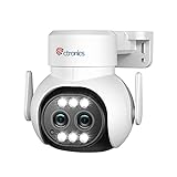 ctronics 6X Hybrid-Zoom Überwachungskamera Aussen WLAN mit Dual-Objektiv, PTZ IP Kamera Outdoor Auto-Tracking mit Auto-Zoom Personen-/Bewegungserkennung 355°/90° Schwenkbar Farbnachtsicht 2-Wege-Audio