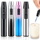 4 Stück Jetflamme Feuerzeug, Sturmfeuerzeug Gas Nachfüllbar, Geschenke für Männer, Feuerzeug Sturmfeuerzeug, Winddicht Langes Stabfeuerzeug Elektrisches für Kerzen, Grill, Küche, Kamin(ohne Gas)
