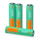 Solar Akku AAA | 4 Stück AAA Akku für Solarlampen NiMH 1,2 Volt (1,2V) | wiederaufladbare Batterien AAA für Solarleuchten, 650mAh