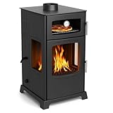 Babas Gold Plus Hybridofen Pellets und Holz Kombiofen Kaminofen mit Backfach Panorama 12 kW Schwarz Holzofen Holz Ofen Kamin