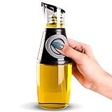 Yamoda Ölspender Ölflasche mit Dosierungspumpe und Messbecher BPA-Frei (Glas, 250 ml) - Essig Öl Flaschen - Ölflasche mit Ausgießer - Küchen Gadgets - Oil Dispenser