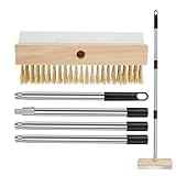 Pizza-Ofenbürste, Ofenreinigungsschaber, Pizza-Steinreiniger, hitzebeständiges Borstendesign, extra Reichweite Griff, 58,66 Zoll Holzfinish, Home BBQ und kommerzielle Küche