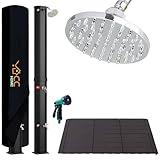 CCLIFE Solardusche 35L mit Kunststoffboden und Handbrause Solar Gartendusche Pooldusche Regendusche Außendusche Garten Brause warmes Wasser