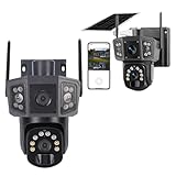 Cuifati Solar Wireless Outdoor -Überwachungskamera, 8MP Klares Bild 1920 X 2160p Solarkamera Outdoor Wireless WLAN mit PIR -Erkennung, 360 -Grad -Panorama -Aussicht