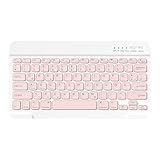 AOMiGT Wiederaufladbare Mini Tastatur, Kabellose Bluetooth Tastatur, Bluetooth Tastatur, Mini Wireless Keyboard, Wiederaufladbar Leise Maus Tastatur Set Kompatibel Windows, Android, IOS (Rosa)