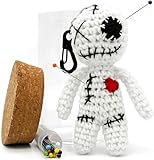 Dakita Voodoo Puppe im Glas (10cm, handgemacht) inkl. Nadeln als lustiges Geschenk für Freunde und Kollegen | Geschenk Hochzeit | Abschiedsgeschenk zum Jobwechsel (weiß, 10cm)
