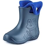 Ladeheid Eva Kinder Jungen Mädchen Gummistiefel Regenschuhe gefüttert Regenstiefel Gummischuhe LA-CA-04 (Metallisches Blau/Marineblau-2, 22/23 EU)