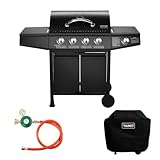 TAINO BASIC BBQ Gasgrill Grillwagen Edelstahl-Brenner + Seitenkocher Grill (Gasgrill BASIC 4+1 Set)