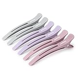 AIMIKE 6 Haarklammern, Haarclips zum Stylen und Schneiden, Abteilklammern Friseur Hair Clips Damen, No Trace Haarklammer mit Silikonband, Haarklammern Friseurbedarf für Dickes & Dünnes Haar- Morandi