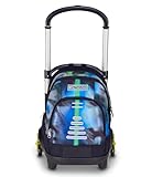 Seven Schultrolley Flex 3 Räder, Blau, Rucksack mit abnehmbarem Trolley 31 Liter, mit PC-Tasche, Trinkflasche, Mehrzweck, handlich und bequem, mittlere und obere Schulen, Jungen