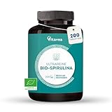 Super Spirulina BIO - 200 Spirulina Tabletten von 500 mg - Reich an Proteinen, Phycocyanin, Eisen, Antioxidantien - Ohne Zusätze - Immunsystem, Müdigkeit - Vegan - Vitavea