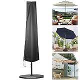 Schutzhülle für Sonnenschirm Winterfest , Abdeckung für Sonnenschirme Wasserdichte mit Reißverschluss，Schirmhülle Abdeckhauben Ampelschirm für Outdoor Garten(Size:170*25*35cm,Color:schwarz)