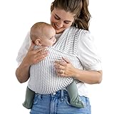 Solly Baby Wickeltuch | Babytrage | Luxus Neugeborenen-Trage Babyhalter Babytragetuch | Natur und Grau gestreift