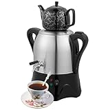 JMOUZHG Elektrische türkische Teemaschine, 3L Edelstahl-Teekanne, 1L Keramik-Teekanne, elektrischer Samowar, mit Warmhaltefunktion, für Kaffee, Dufttee (Black)