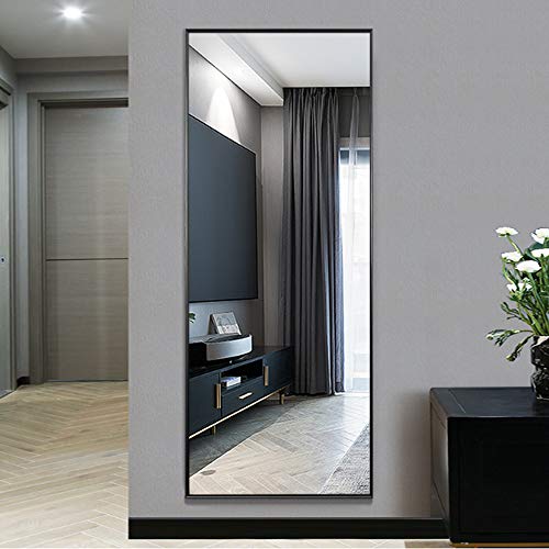 NeuType 163x54cm Ganzkörperspiegel Standspiegel Spiegel Groß Wandspiegel mit Ständer zum Stehen oder Anlehnen an die Wand, Bodenspiegel für Schlafzimmer Badezimmer Wohnzimmer Rechteckiger(Schwarz)