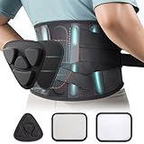 Rückenbandage für Männer Frauen Rückenstützgürtel zur Schmerzlinderung im Unteren Rücken mit 3 Arten von Ersatz-Lendenpolstern, Taillenstütze für Bandscheibenvorfall, Ischias, Skoliose (Schwarz, XL)