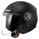 LS2 OF616 Airflow II Solid Open Face Helm Motorradhelm Jethelm, MATT Black, 3XL