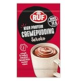 RUF High Protein Cremepudding Schoko, Schoko-Pudding aus der Tasse mit 13g Protein pro Portion, einfache Zubereitung ohne Kochen, glutenfrei, 1 x 59g