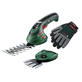 Bosch Home and Garden 060083310C Bosch Akku Grasscheren Set Isio (3,6 Volt, Messerlänge 12 cm, Messerabstand 8 mm, mit XL-Gartenhandschuhen inklusive) – Amazon Edition