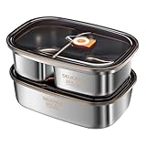 Kabbas Premium Lunchbox Erwachsene 2er Pack, 1.2L+1.7L 304 Edelstahl Brotdose Mit Fächern, Auslaufsicher, Tragbare Bento Box Erwachsene und Jugendliche, Leicht, Ideal Für Schule, Büro, Outdoor
