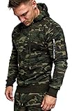 Amaci&Sons Herren Cargo-Style Pullover Sweatshirt Hoodie Sweater Camouflage 4003 Camouflage Khaki XL