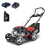 Scheppach Rasenmäher RM420AE | 5in1-3,5PS | Schnittbreite 420mm | 45L Fangkorb | Schnitthöhenverstellung 25-75 mm | inkl. E-Start, Radantrieb, Reinigungsfunktion & Motoröl