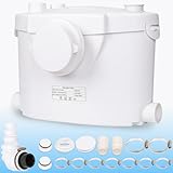 Warmfay Hebeanlage 400W mit Häcksler, Kleinhebeanlage bis 8m Förderhöhe, 145 L/min Durchfluss, Abwasserhebeanlage mit 4 Einlässen, Fäkalienhebeanlage mit Kohlefilter für WC, Dusche, Toilette