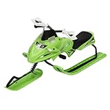 Snowracer Curve, Upgraded Lenkschlitten für Kinder Schlitten Ski Snow Skibob mit Bremsen, Rennrodel Lenkschlitten für Kinder und Erwachsene, mit Stoßdämpfer (Grün)