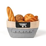COZYINT moderner Brotkorb aus Stoff | Brottasche | Brötchenkorb | Brotkorb modern! (Grau (Beige Innentasche))