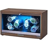 ANWBROAD Uhrenbeweger für 6 Uhren Spinner mit LED und Superleisen Mabuchi-Motor Automatik Uhrenbeweger 4 Rotationsmodi Uhrenschüttler Geschenk JWW003A
