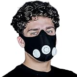 MATCHU - Trainingsmaske - Erhöhungsmaske - Sportmaske - Trainings mask - Lernen, mit weniger Sauerstoff auszukommen - Inklusive 3 Luftfilter - Fitnesstraining - Schwarz -