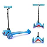YAR Roller Kinder 3 Jahre bis 6 – Kinderroller mit 3 Rädern & LED Licht – Faltbarer City Tretroller für Jungen & Mädchen – Höhenverstellbarer Dreirad Scooter für Kinder bis 50 kg - Blau