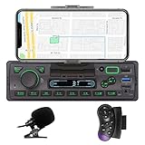 LXKLSZ Autoradio mit Bluetooth Single Din mit APP-Steuerung MP3-Player-Unterstützung Freisprechen/USB/FM/AM/TF/AUX-in/EQ-Set, Autoradio-Empfänger mit Telefonhalterung Externes MIC SWC-Fernbedienung