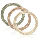 CAJA Beißring Baby Soft 3 Stück - Beißspielzeug Zahnungshilfe aus Silikon, BPA-frei, Zahnen & Greifring für Babys - Sicheres Baby Spielzeug (Set A)