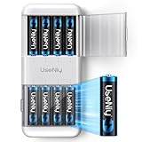 UseNiy Lithium AA Akku mit Ladegerät 8 stück, wiederaufladbare AA Batterien, 3000mWh hohe Kapazität Mignon AA Batterien, 1.5V Lithium AA Batterien und Akku Ladegerät mit Ladung-Aufbewahrung Funktion