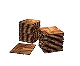 SAM Holzfliese 02, Akazienholz massiv + geölt, 44 Fliesen für 4m², 30x30 cm, Bodenbelag mit Drainage, Balkonfliesen/Terrassenfliesen/Klickfliesen