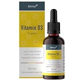Vitamin D3 Tropfen – 25 μg - Laborgeprüft - 50ml - In MCT-Öl aus Kokos - Hochdosiert & in Premiumqualität, vegan