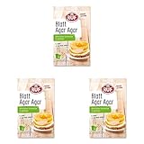 RUF Blatt Agar Agar, Ersatz für Blattgelatine, pflanzliches Geliermittel aus Algen, Alternative zur tierischen Gelatine, glutenfrei, vegan, 2 Blätter (Packung mit 3)