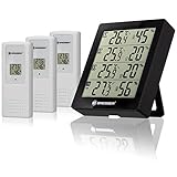 Bresser Wetterstation Funk mit Außensensor Temeo Hygro Quadro inklusive 3 Außensensoren um bei 4 Umgebungen gleichzeitig Temperatur und Luftfeuchtigkeit zu messen und zu kontrollieren