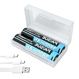 2 Stück 3800mAh Höhe Kapazität Akku, 3,7V Neuer 0-Zyklus Eingebauter Ladeanschluss, Schnellladung über USB-C mit Zwei Kopfkabel, für LED Stirnlampe