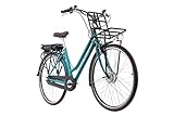 Adore Alu E-City-Bike Damen 28'' Cantaloupe blau Frontmotor 36 V/10,4 Ah 3 Gänge Designed by