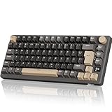 RK ROYAL KLUDGE M75 Gaming Tastatur kabellos 75% Prozent TKL Mechanische Tastatur RGB 2,4 GHz Wireless/Bluetooth/USB-C QWERTZ mit OLED-Smart-Display und Knopf Hot Swappable Roter Schalter, Grau