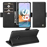 Handyhülle für Samsung Galaxy S9 Hülle mit Schutzfolie, Standfunktion Kartenfach Wallet Premium Leder Schutzhülle S9 Flip Case Cover Stoßfeste Klapphülle S9 5.8 Zoll (Black)