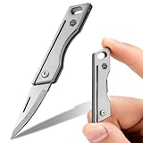 KeyUnity KK06 Mini-EDC-Taschenmesser, kleines Titan-Klappmesser mit integriertem Schlüsselloch für den täglichen Gebrauch