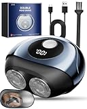 Mini Rasierer Herren Elektrisch, Elektrorasierer Herren mit LED-Anzeige & Reisesicherung, Wasserdichter Dual Ring Elektrorasierer - 7000 U/min, Ein Must-have reiserasierer für Papa, Ehemann und Sohn.